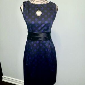 Elegant vintage Black and Purple Polka Dot Dress